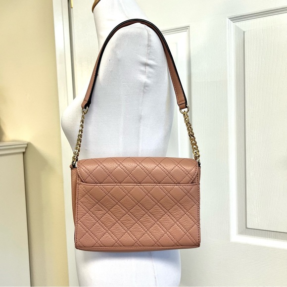 Calvin Klein Permanent Quilted Pebble leather Shoulder Bag flap rusted pink - Picture 8 of 14